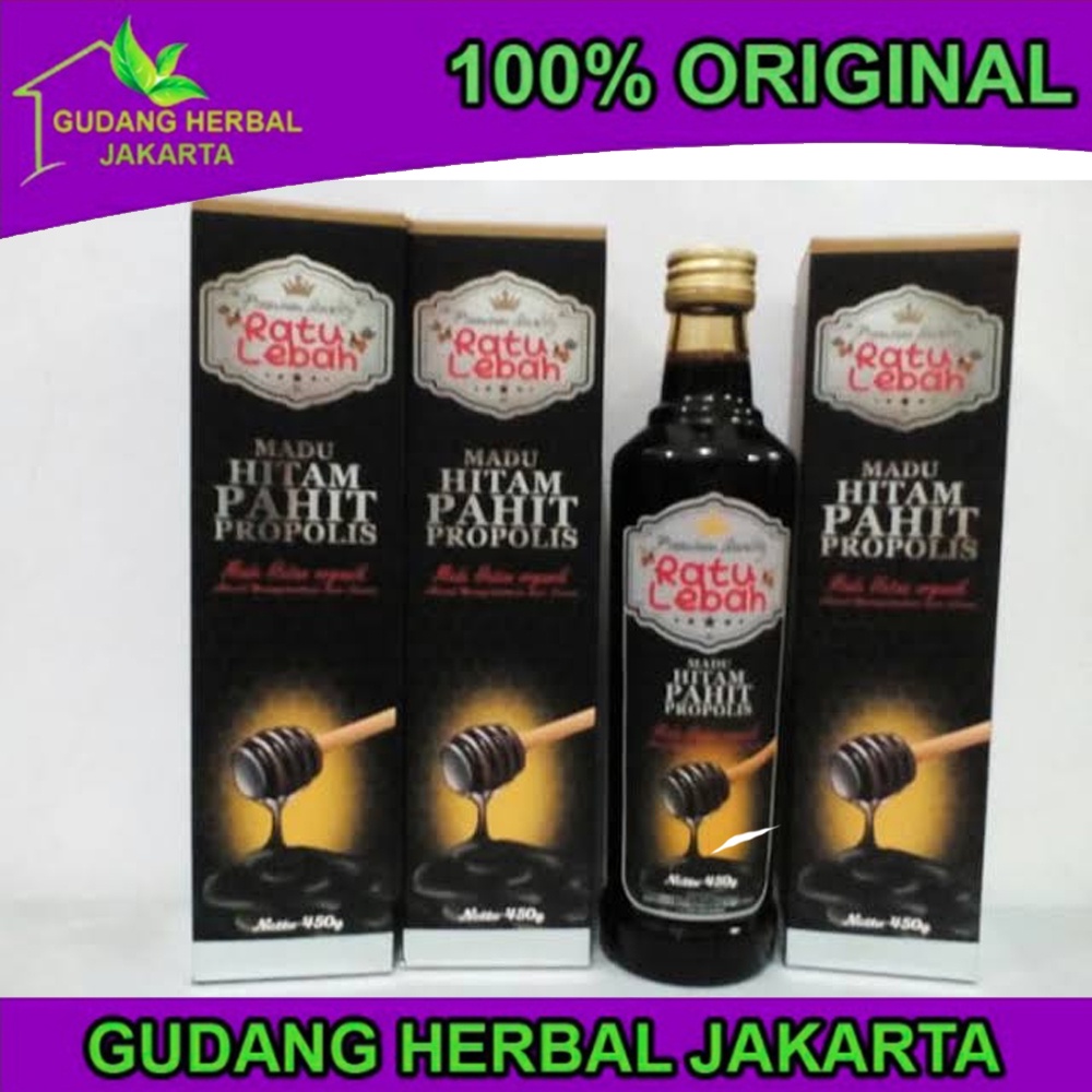 

Madu Hitam Pahit Ratu Lebah Plus Propolis 470gr Original