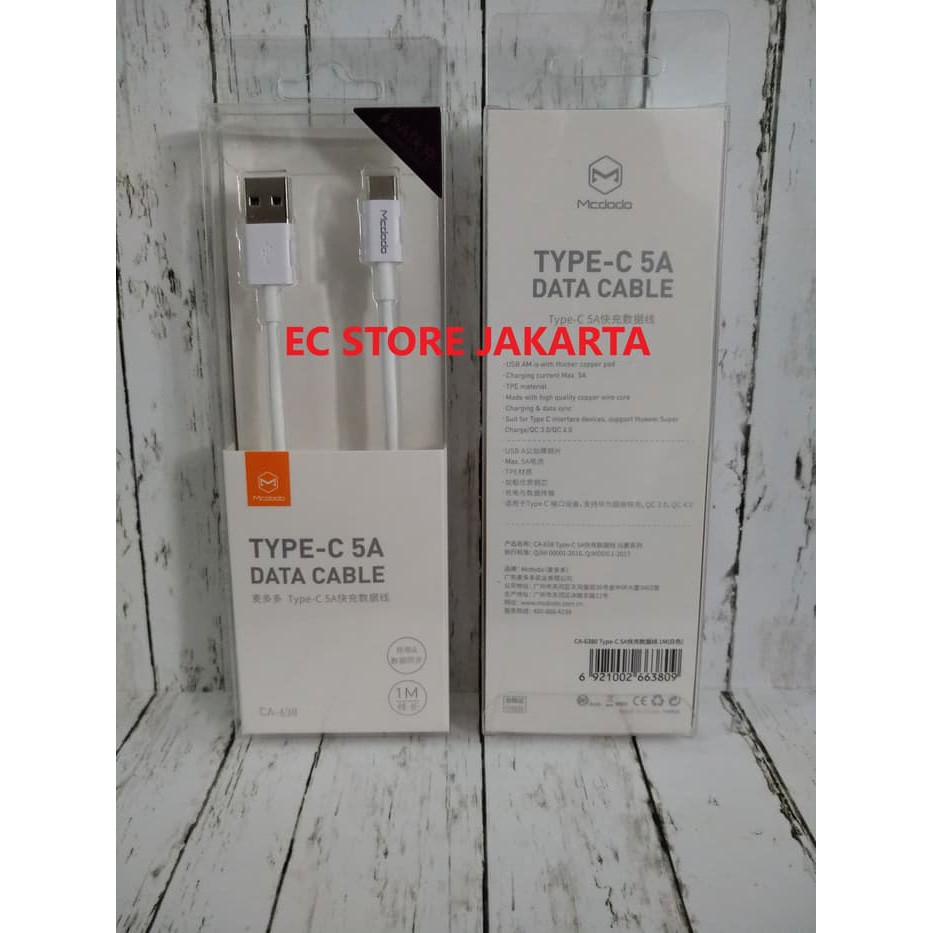 McDodo Element Series 5A Type C Cable 1M White for Huawei China Phones