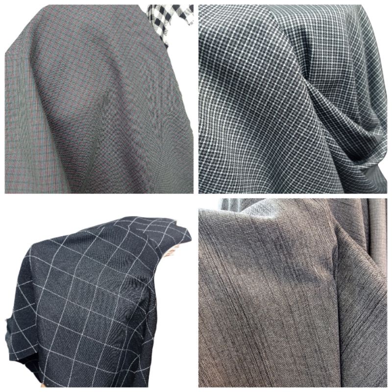 Kain bahan semiwool kotak/kain semiwool bahan blazer motif kotak terbaru