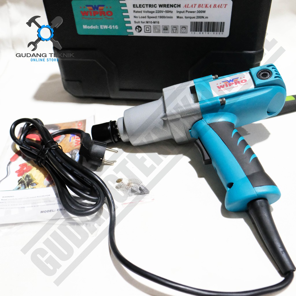 Wipro EW-616 Electric Impact Wrench 1/2 Inch Mesin Buka Baut Angin Air Impact Listrik