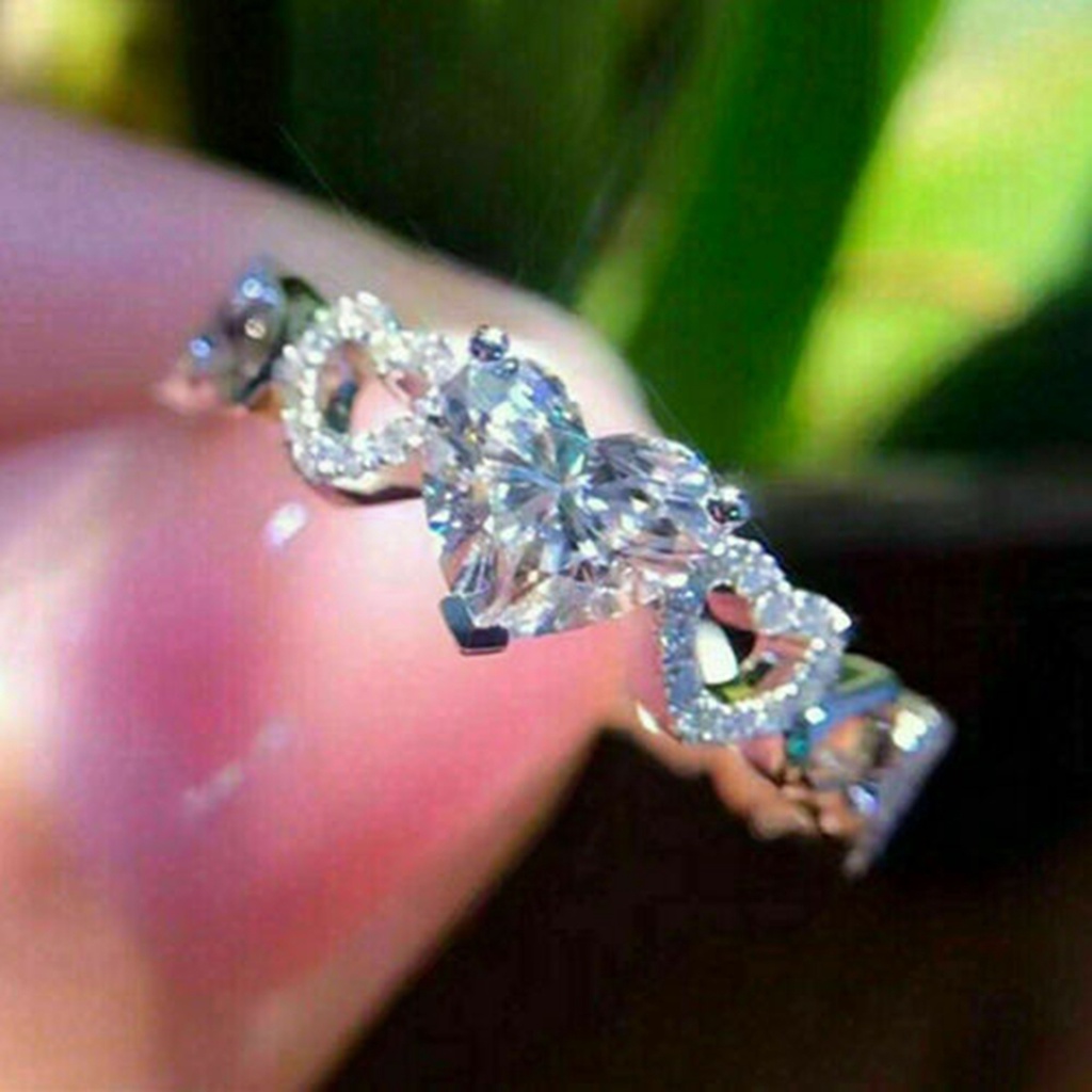 Hu Hu Hu Hu Hu Alat Bantu Pasang Kacamata♡ Cincin Berlian Imitasi Bentuk Hati Bahan Alloy Untuk Perhiasan Pertunangan