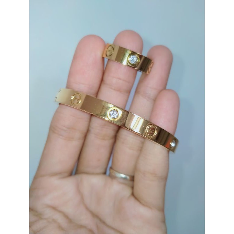 gelang set cincin titanium