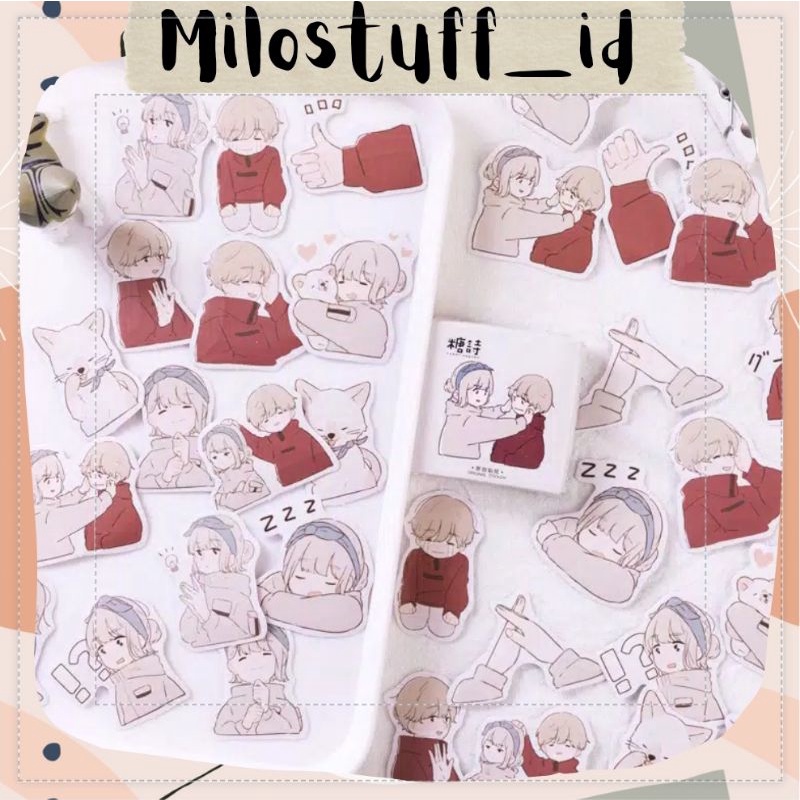 

[MILOSTUFF_ID] 45 Pcs Sticker Deco Motif Kawaii Couple Untuk Jurnal DIY Scrapbook