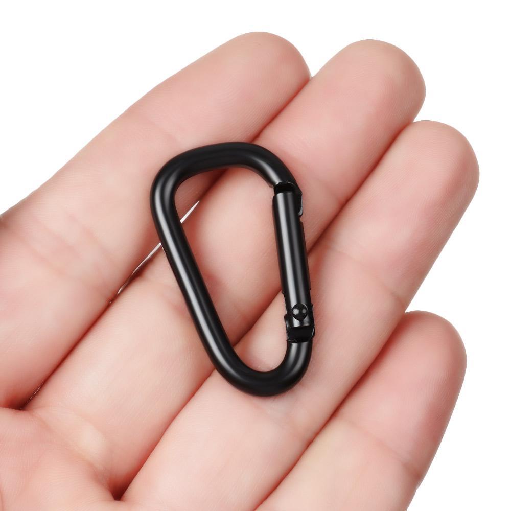 Chookyy1 /5 /10pcs Warna Hitam Tombol Panjat Hitam Olahraga Luar Ruangan Warna Hitam Peralatan Aluminium Alloy Carabiner