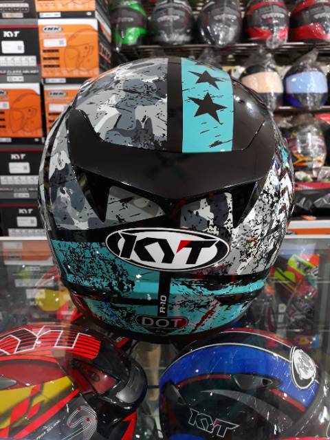 Helm KYT R10 Motif #3 Aqua Blue / Black-3