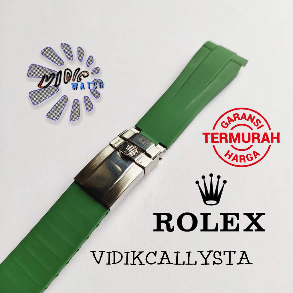 STRAP ROLEX TALI JAM ROLEX RUBBER FULL SET 20MM GREEN