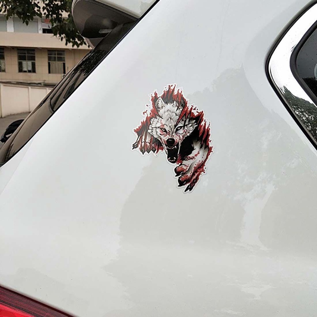 SUYOU Fuel Tank Marks Headlight Decal Scratch Sticker Waterproof Angry Wolf Car Sticker Creative Tooth Decoration Sticker Exterior Accessories Dark Personality Evil Tooth Motorcycle Helmet Sticker