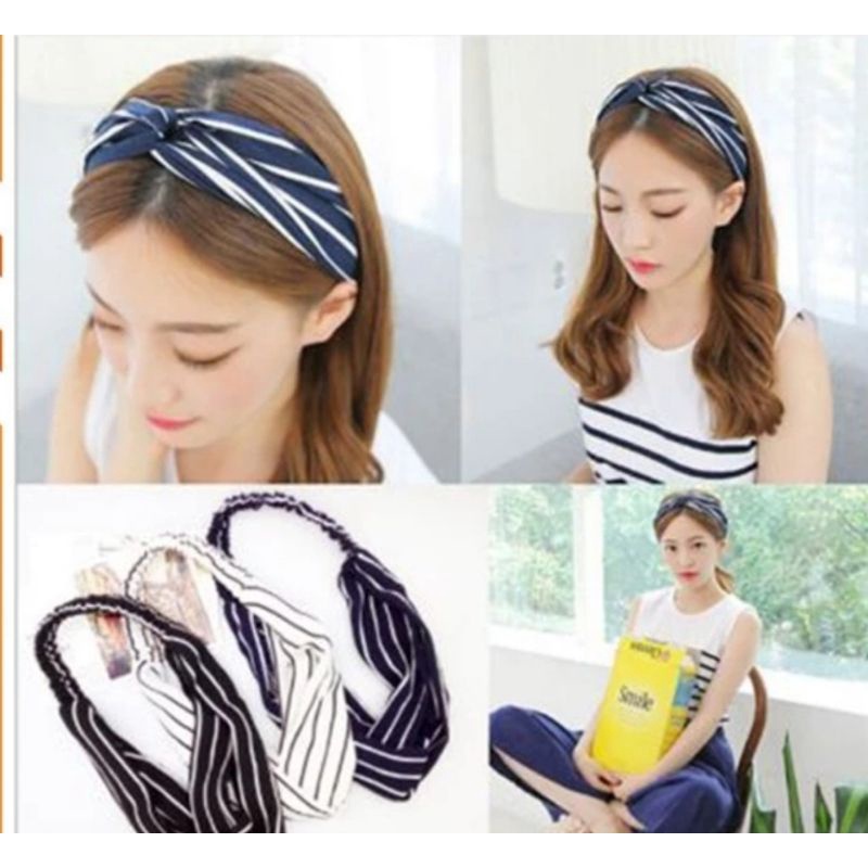 Premium Bandana Bando Simpul Pita Twist Elastis Jepit Ala Korea Wanita