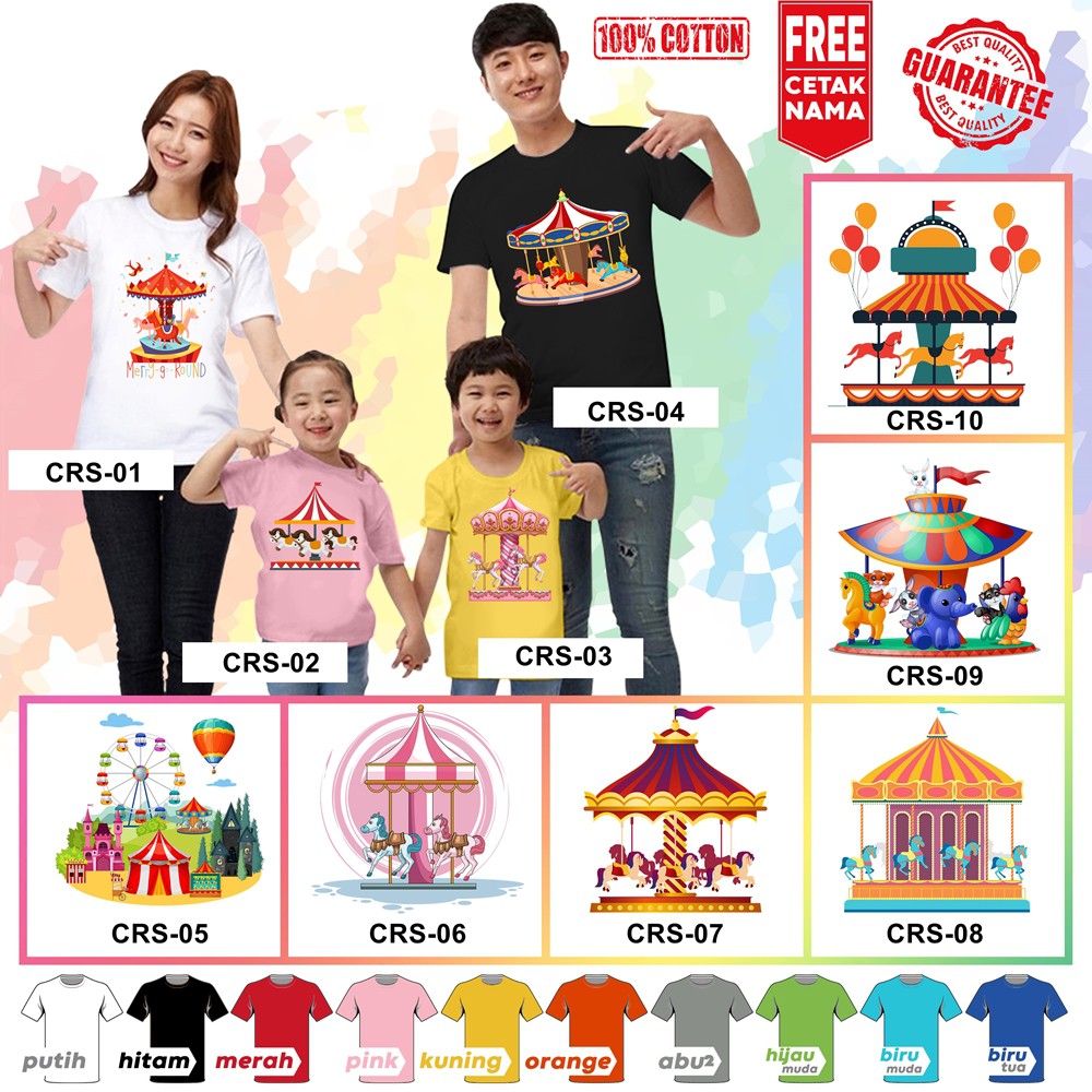 [FREE NAMA!!] Baju Kaos ANAK DAN DEWASA CAROUSEL PLAYGROUND KOMEDI PUTAR BANYAK MOTIF