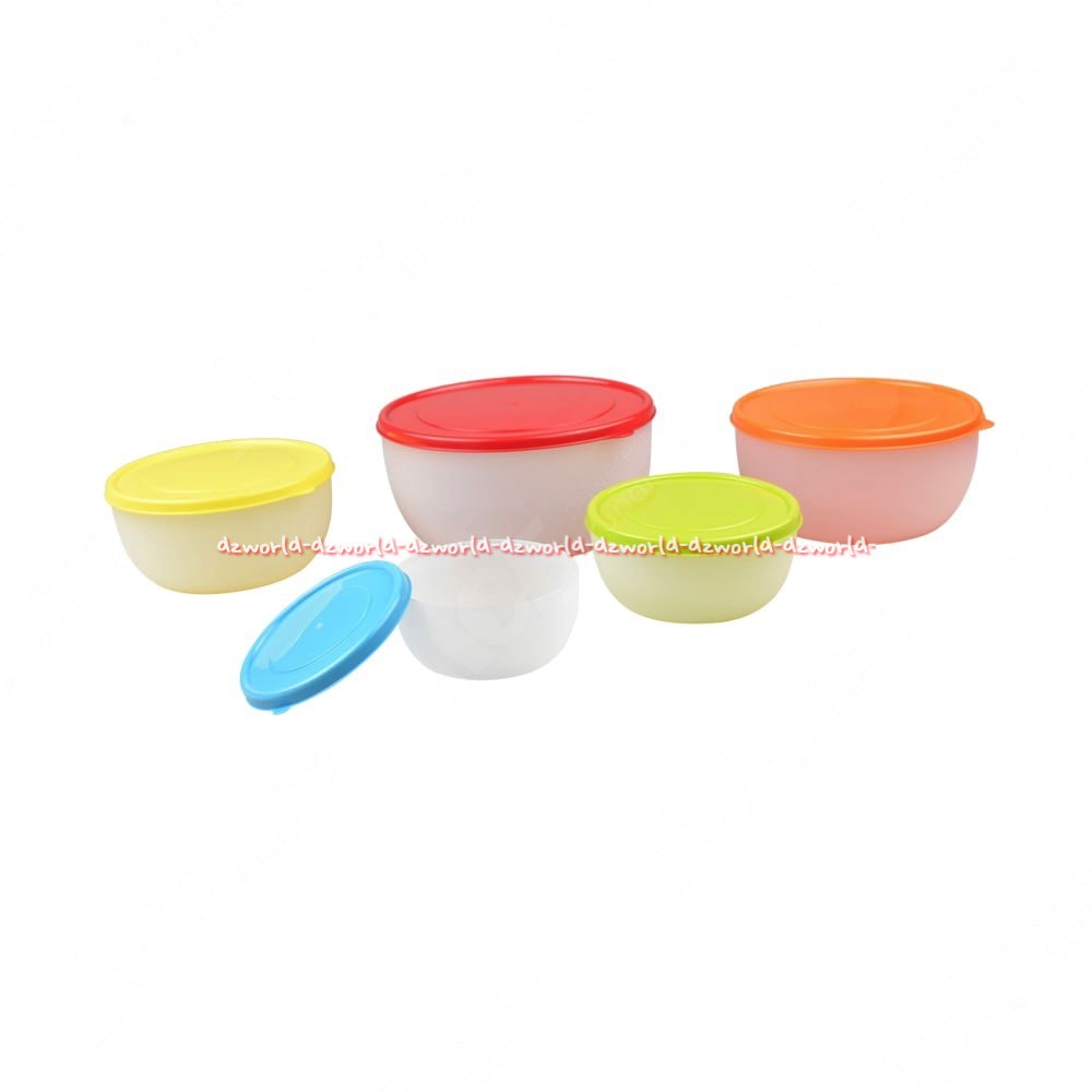 Ataru Nesting Bowls Mangkok Plastik Bulat Warna Warni 5pcs