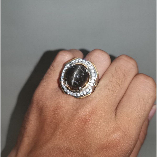 Batu Cincin Akik Mata Kucing Asli Silimanite Hitam