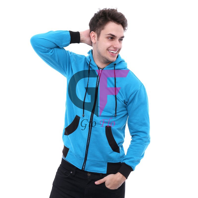 GIOFLO Jaket Pria Gaul Casual Keren Biru Muda / JAK 2293