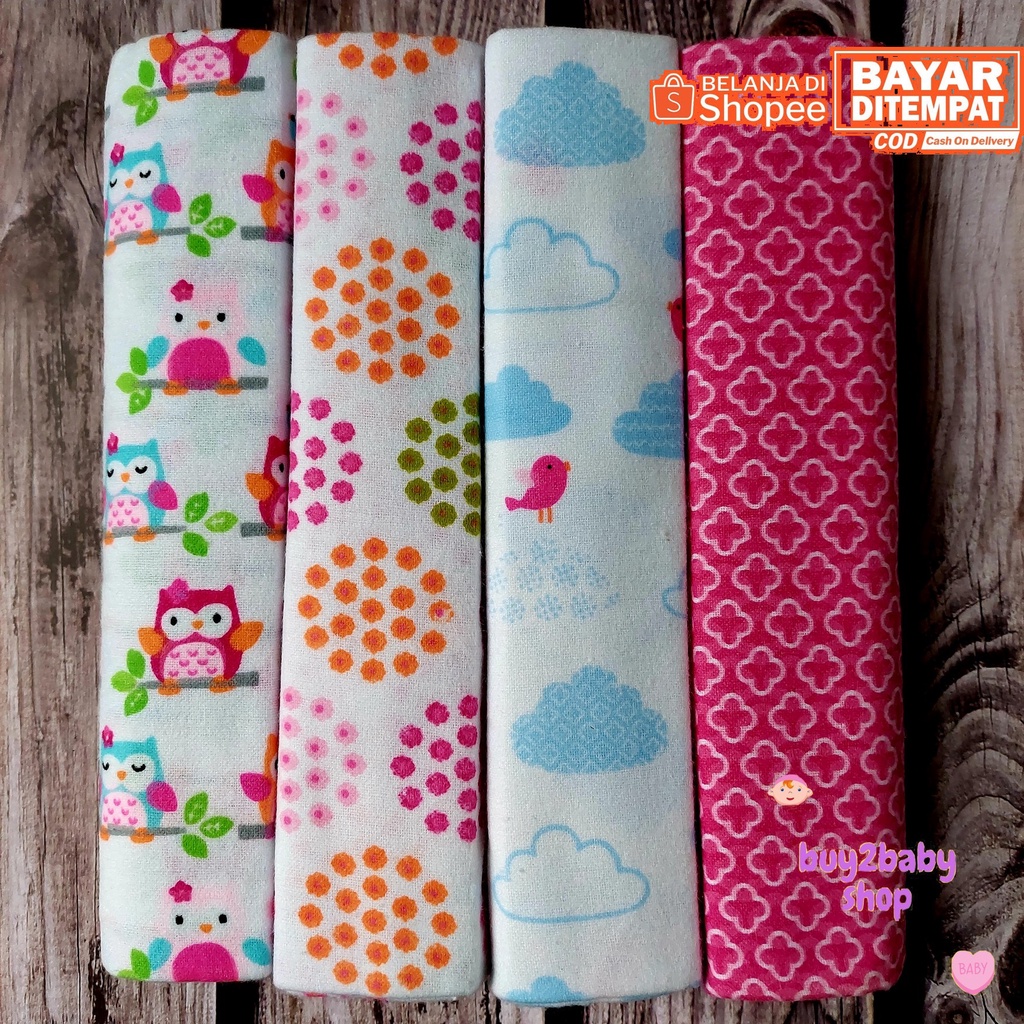 Bedong bayi Carter bahan flanel motif boy &amp; girl 4 PCS