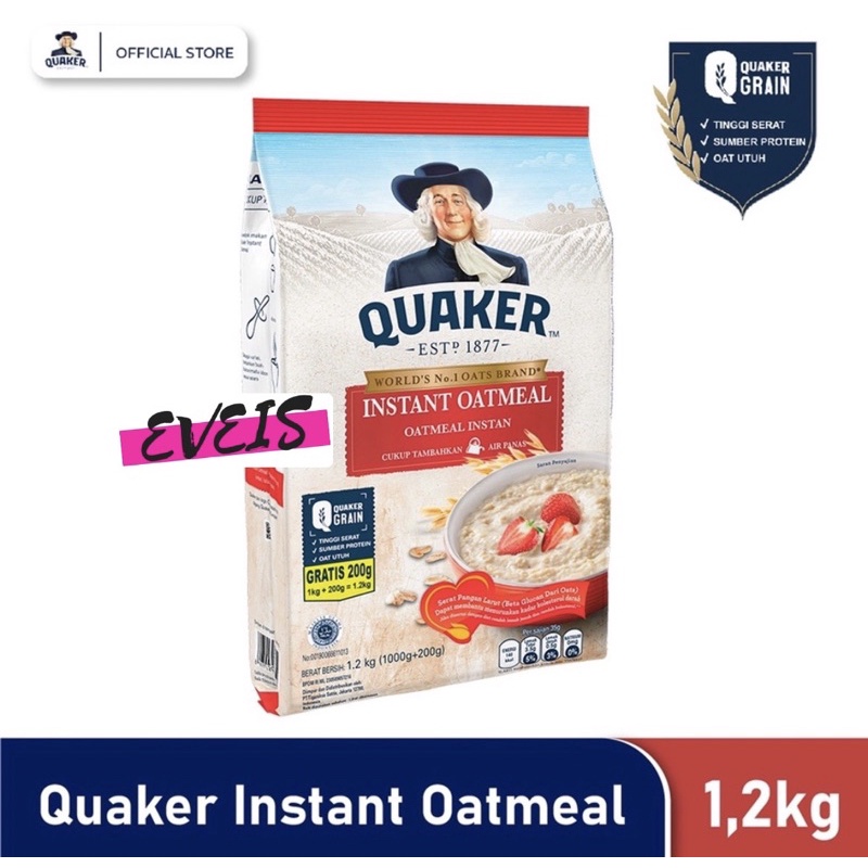 

QUAKER Instan Oatmeal 1,2 kg / Quacker merah