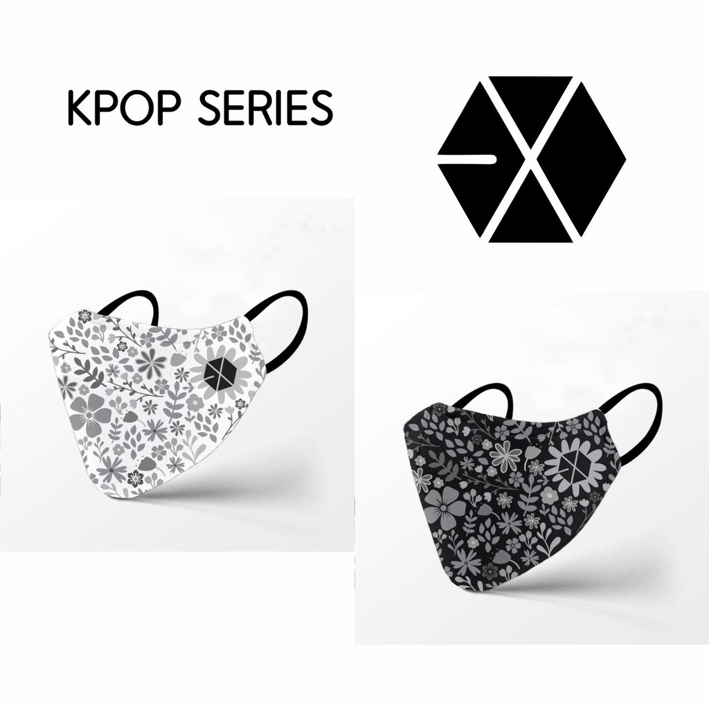 masker kain full print Kpop series EXO bukan duckbill hijab anak murah