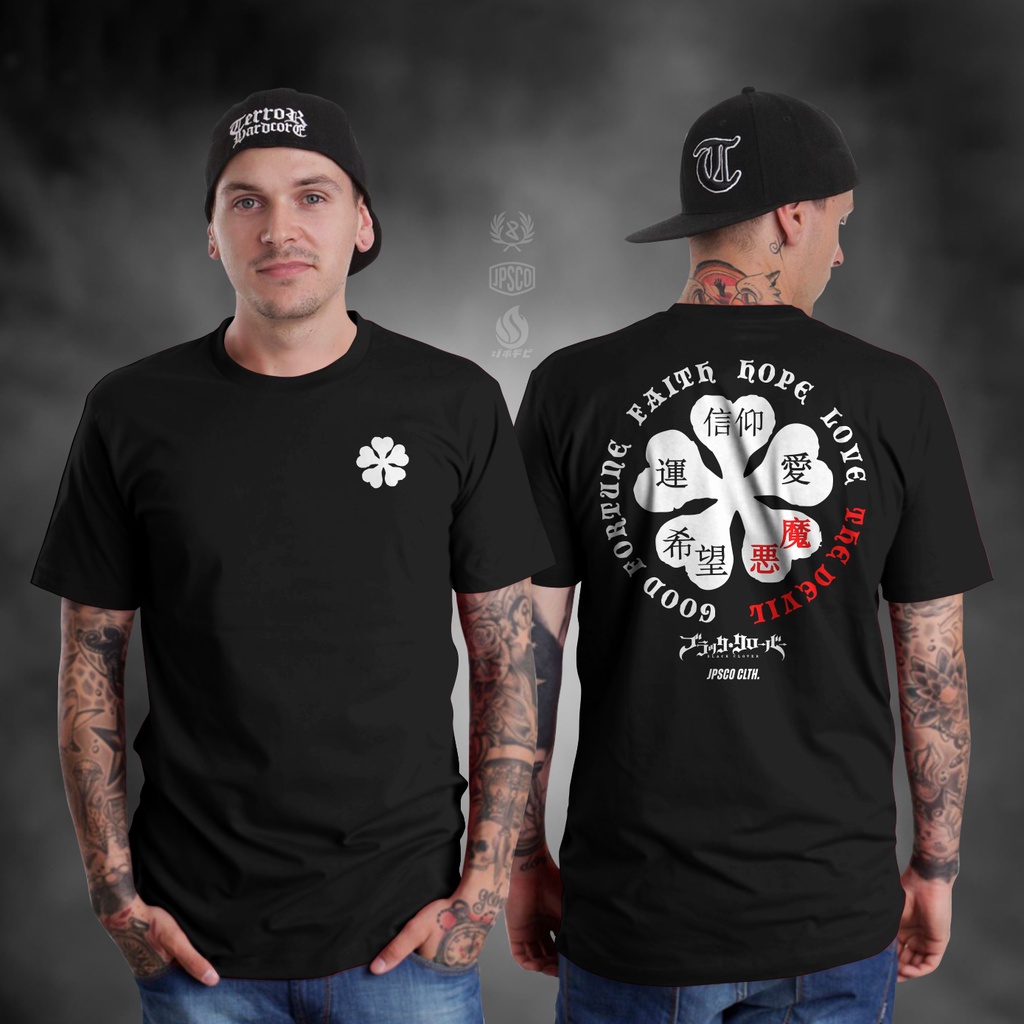 Kaos Distro Baju Distro Pria T-Shirt combed30s Black Clover