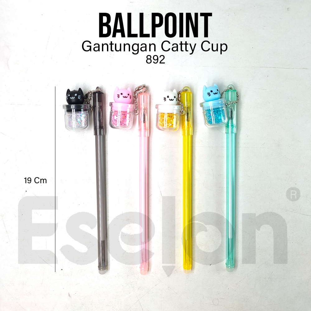 Pulpen Gel Gantungan Fancy Import Korea Motif Cat Kucing Cup 892 Promo Bisa Cod