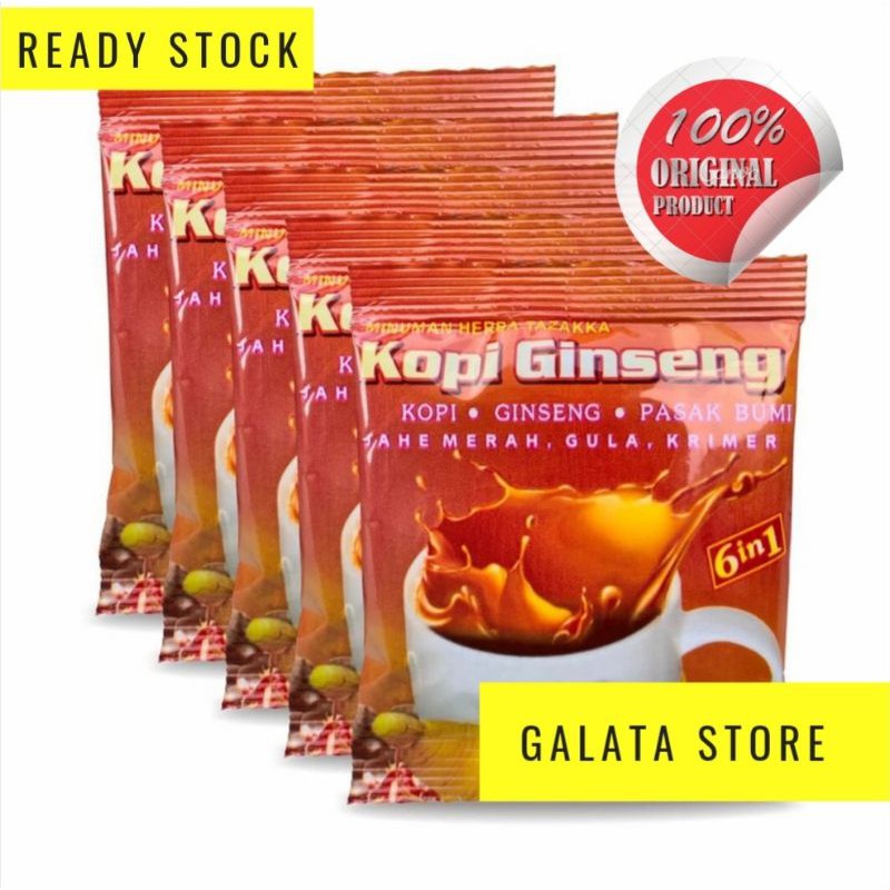 

Minuman Sachet Instan Kopi Ginseng Pasak Bumi Herbal Stamina Tazakka 6 in 1 Original