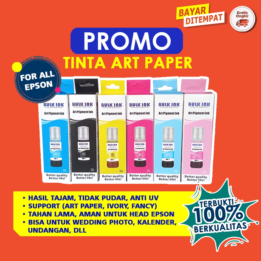 Tinta Art Paper Epson L120 L3110 L3150 L5190 L1110 L1800 L800 L110 L360 BULK INK ORIGINAL Transfer Paper Ink For Use All Epson Ink jet Series / Cetak Label Stiker Bikin Undangan