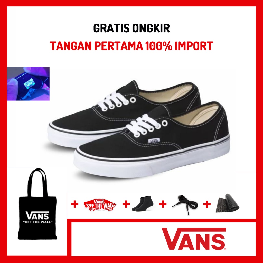 Sepatu Authentic Black White / Sneakers Authentic Hitam Putih