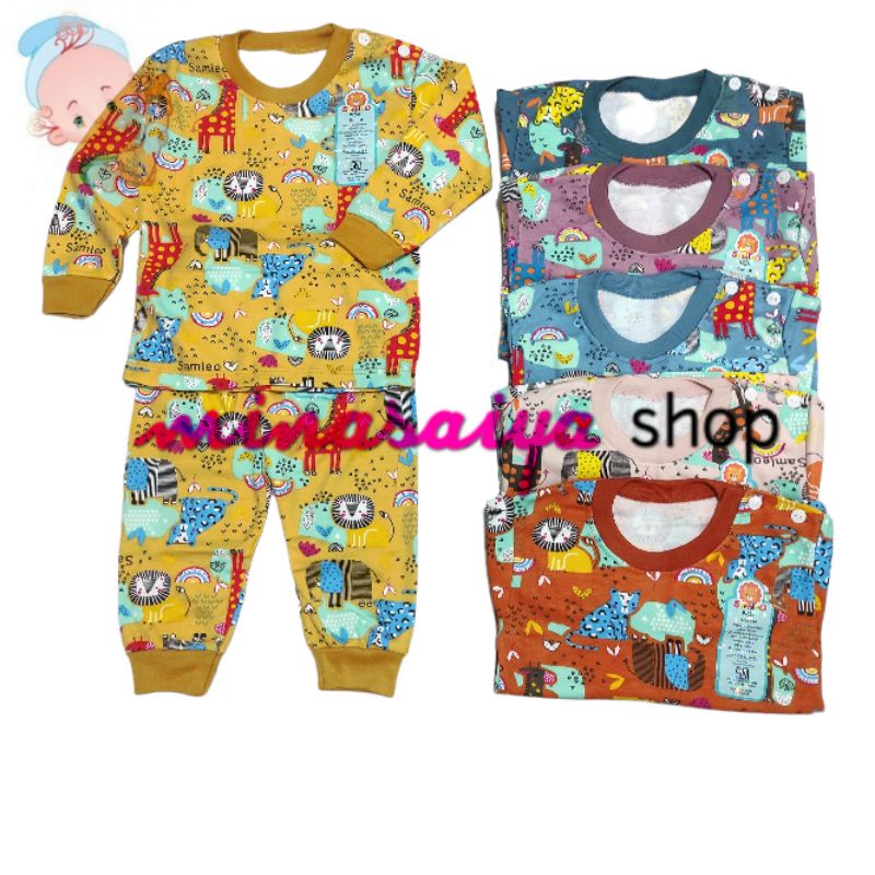 SAMLEO Piyama Bayi SNI Setelan Bayi Lengan Panjang Print Warna Kancing Pundak Uk. M - XL
