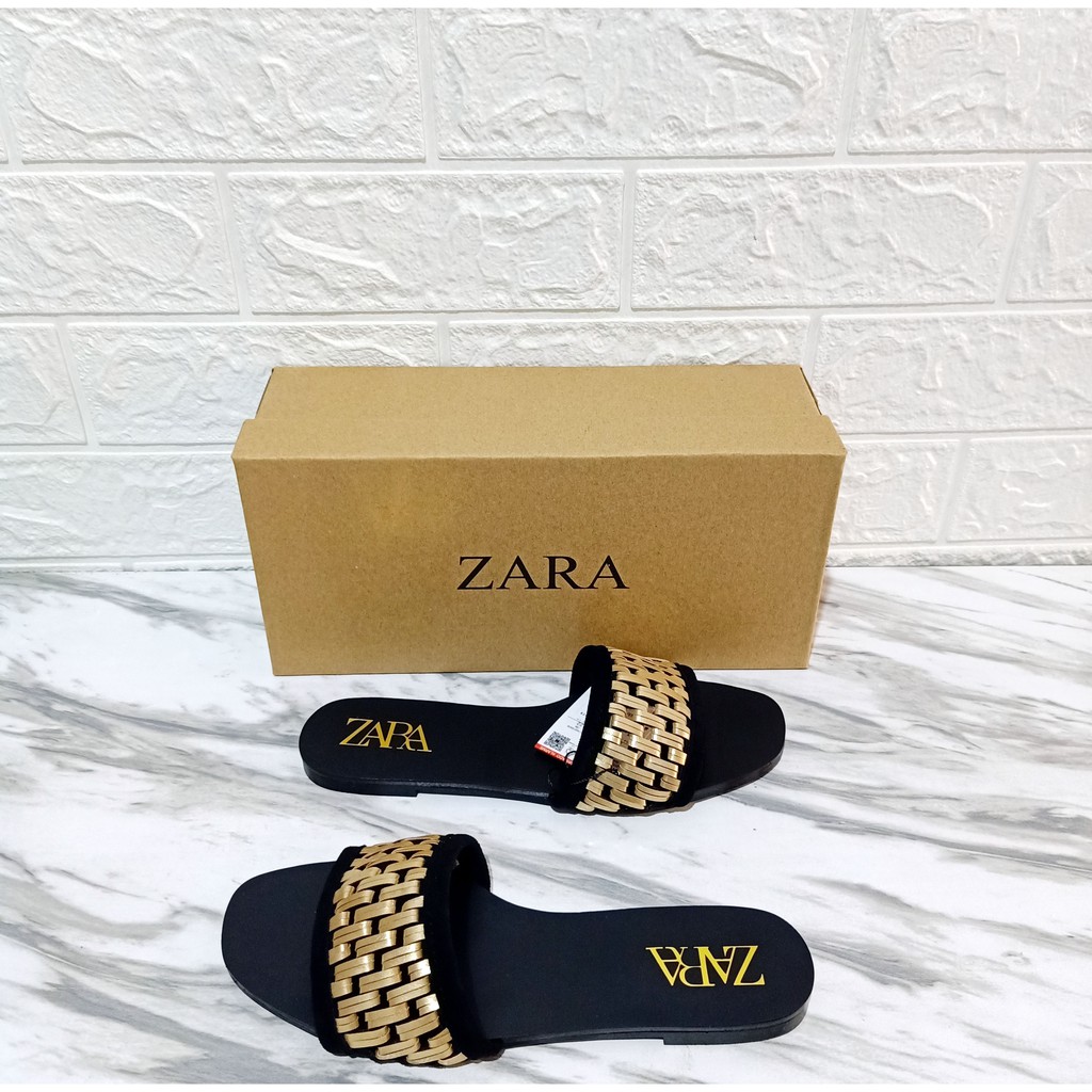 Sandal Wanita ZR-103 Golden Plaited Flat