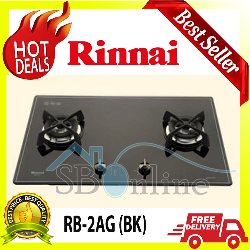 RINNAI RB-2AG(BK) Kompor Kaca Tanam 2 Tungku