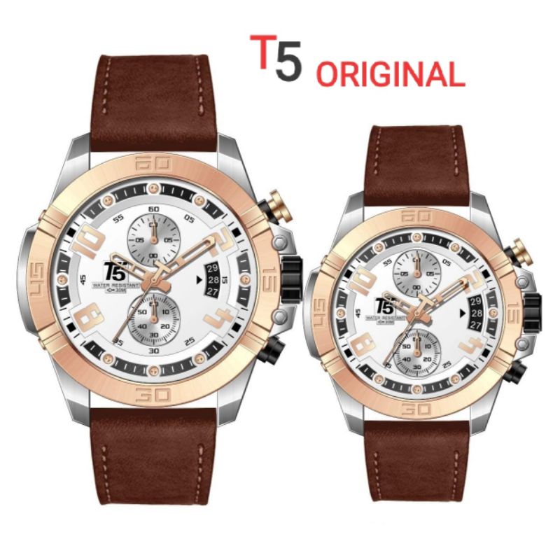 Jam tangan T5 H 3637 Couple series original leather  Jam tangan pria / wanita T5 H 3637