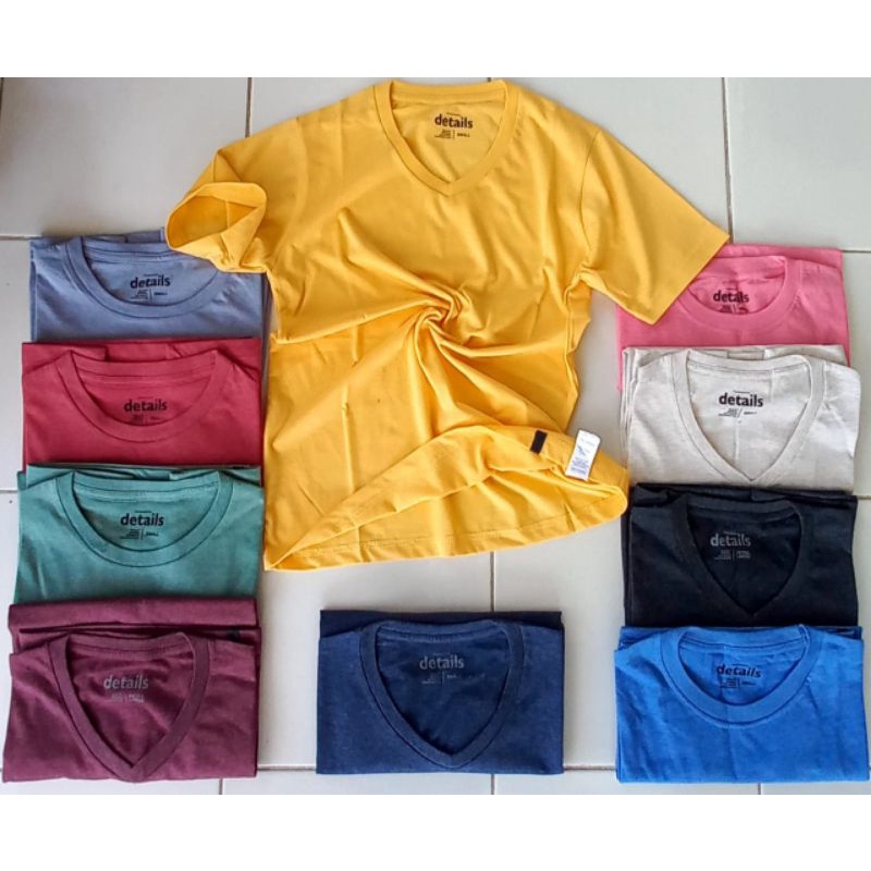 Kaos vneck merk details/kaos details branded matahari/kaos polos vneck