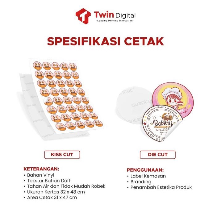 

Cetak Sticker Label Makanan Minuman Kemasan Produk / Stiker Vinyl A3 twindig11