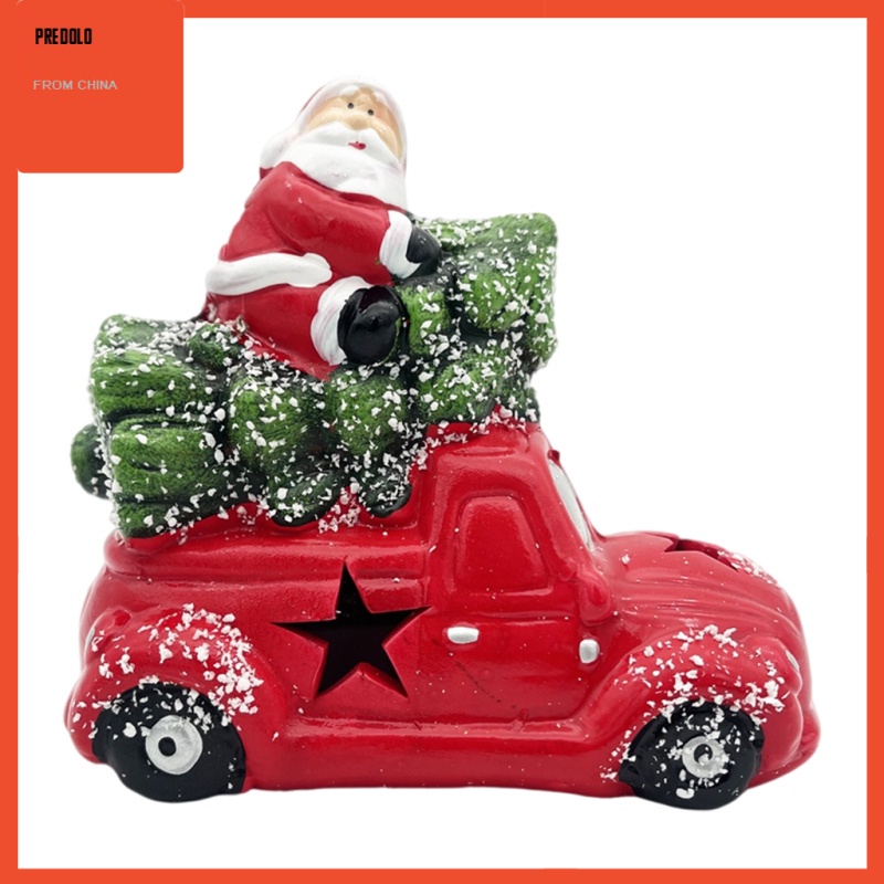 [In Stock] Xmas Christmas Truck Toy Ornaments with Light Decoration Ceramics Ornaments with Battery Festival