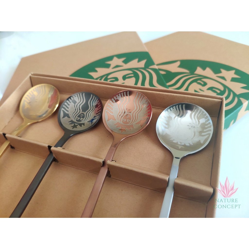 Sendok Kopi Starbucks Spoon Unik Sendok Teh Gift Dessert-SET KOTAK - POLOS