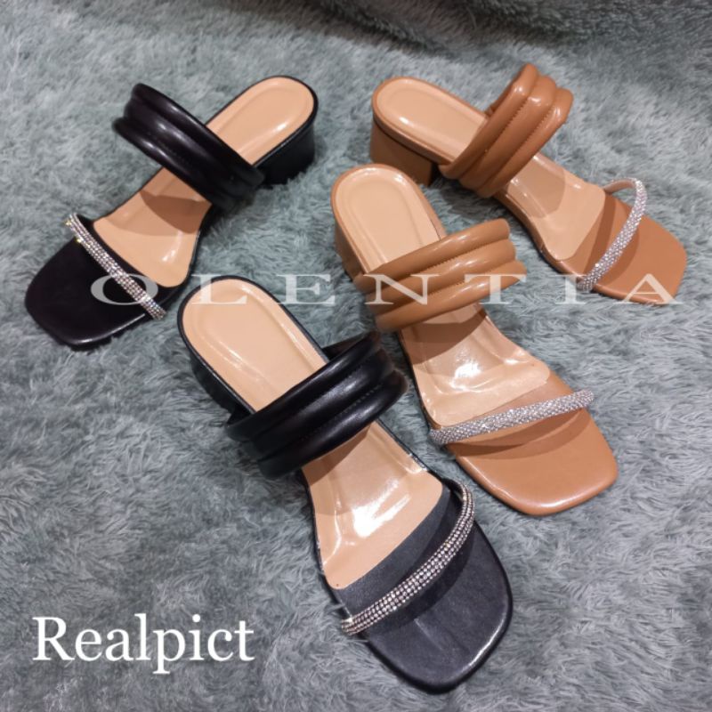 Sandal Wanita Heels 3cm jeli mutiara YY 06