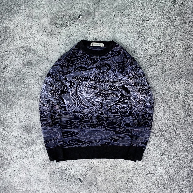 Jiangsu Polo World Dragon Pattern Knitwear❗️THRIFT❗️ Sweater Rajut Vintage Cardigan Premium Crop Ove