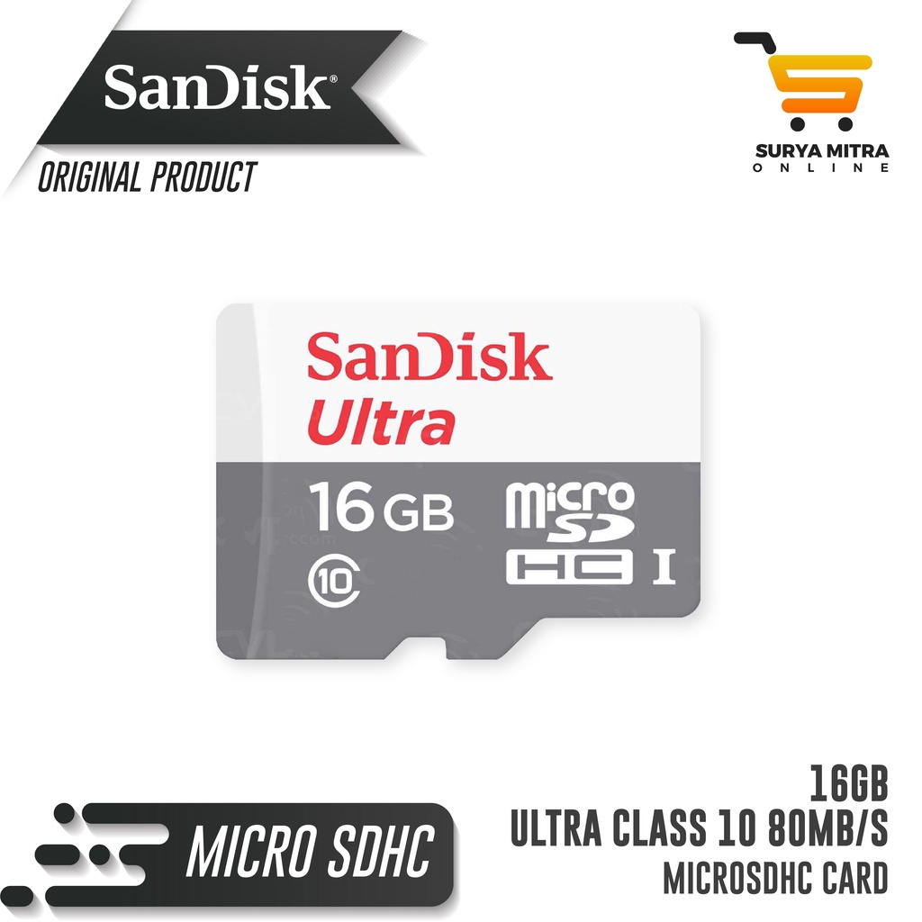 MICRO SD SANDISK 16GB CLASS10 80MB/S