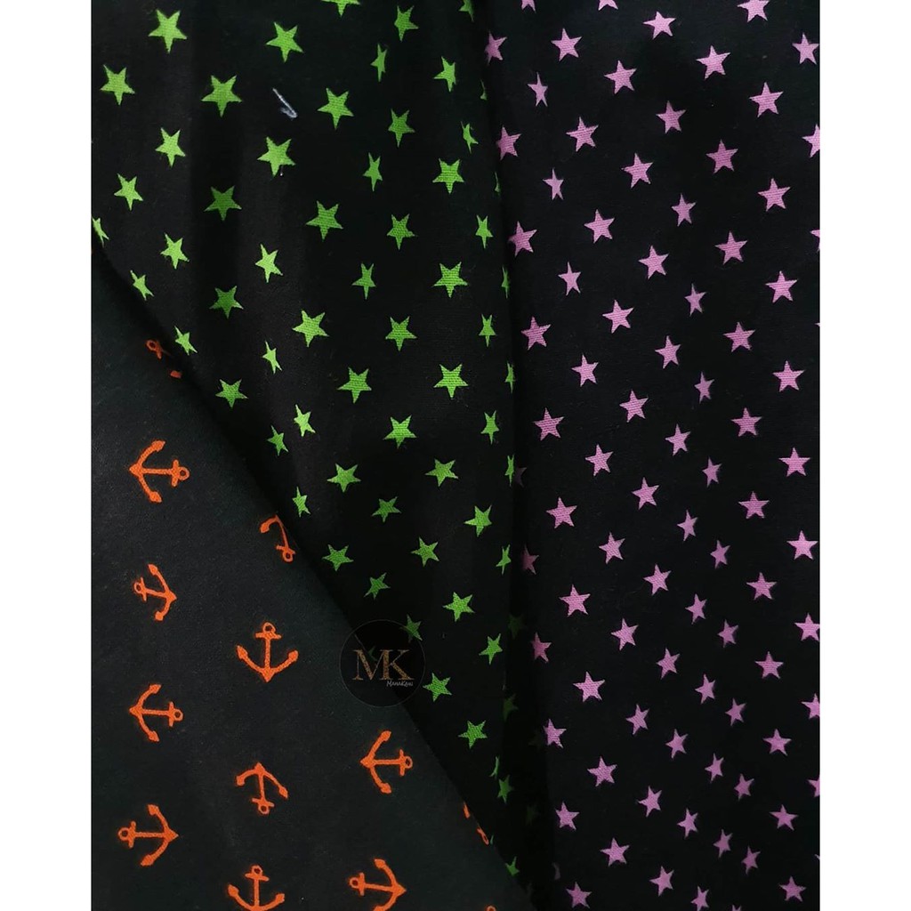 KAIN KATUN MOTIF BINTANG JANGKAR PINK HIJAU MERAH