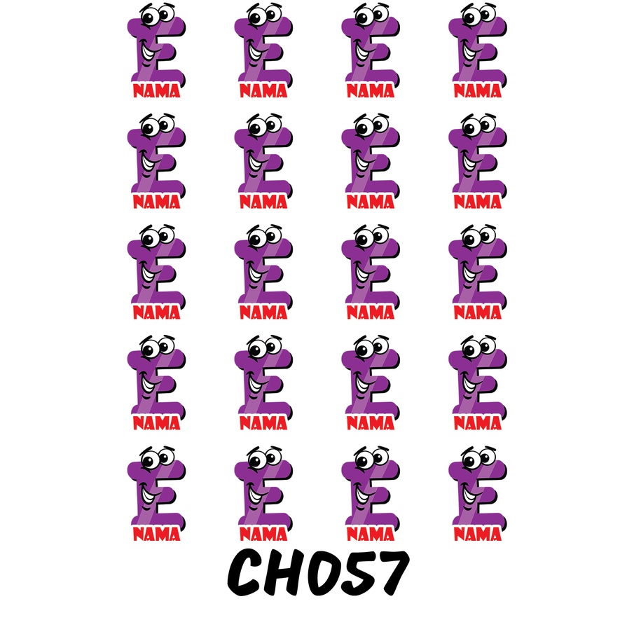 

Sticker Nama Cutting Label Waterproof Tahan Air Huruf 57 (CH057)