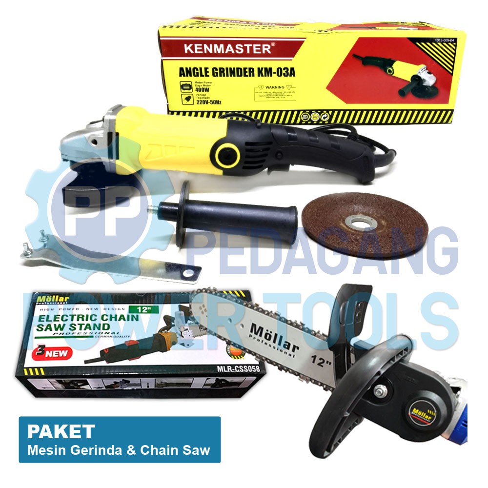 KENMASTER MESIN GERINDA TANGAN &amp; CHAIN SAW MINI GERGAJI KAYU