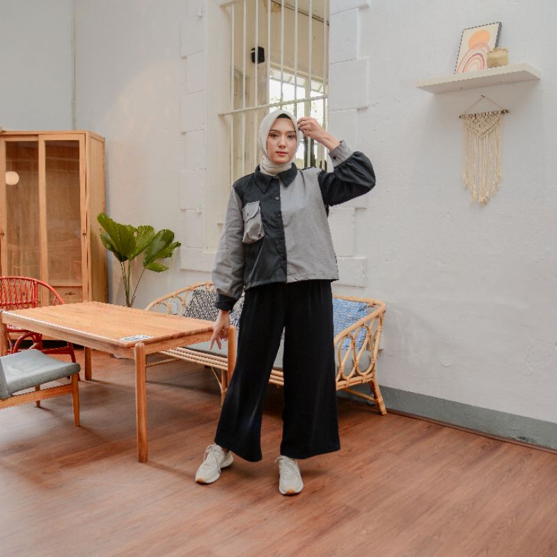 KEMEJA TWO TONE CROP CORDUROY BALLON BY PINKHIJAB_BOUTIQUE KEMEJA WANITA