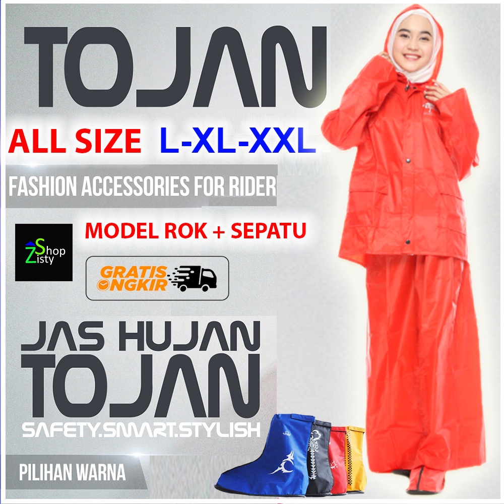 Jas Hujan Gamis Pria Wanita Muslimah Dan Cover Pelindung Sepatu Anti Air Mantel Mantol Baju Hujan Uj