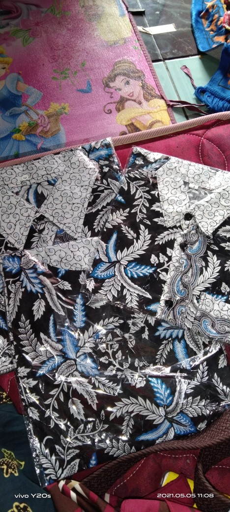 Batik Couple Keluarga Sania Ruffle Ori Ndoro Jowi Dnt Blarak Biru