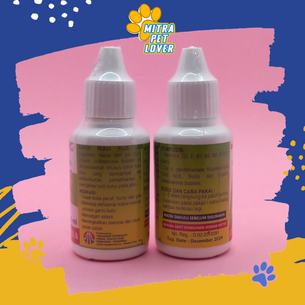 NUTRISI BURUNG PLECI - SUPER PLECI PLUS 30 ML ORIGINAL - SUPLEMEN TETES NUTRISI UNTUK GIZI &amp; PERTUMBUHAN &amp; ATASI SULIT BUNYI NGOCEH BIRD - MURAH ASLI - PET ANIMAL HEALTHCARE &amp; VETERINARY TAMASINDO OBAT &amp; VITAMIN HEWAN BINATANG PELIHARAAN MITRAPETLOVER