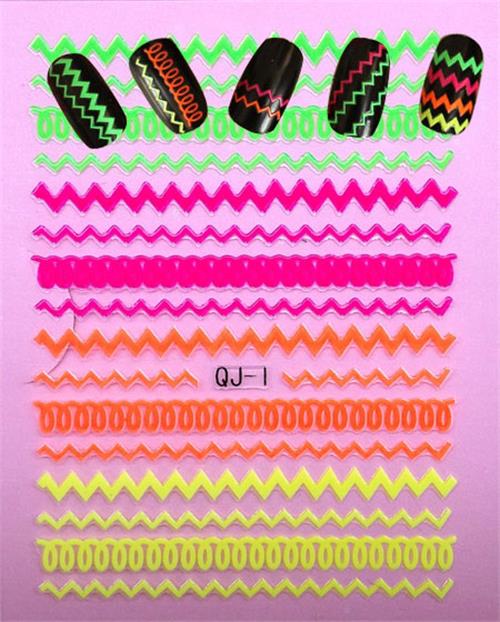 (1 Lembar) Stiker Kuku Foil 3d Motif Bintang/Garis/Berlian Neon Transfer Air Untuk Nail Art