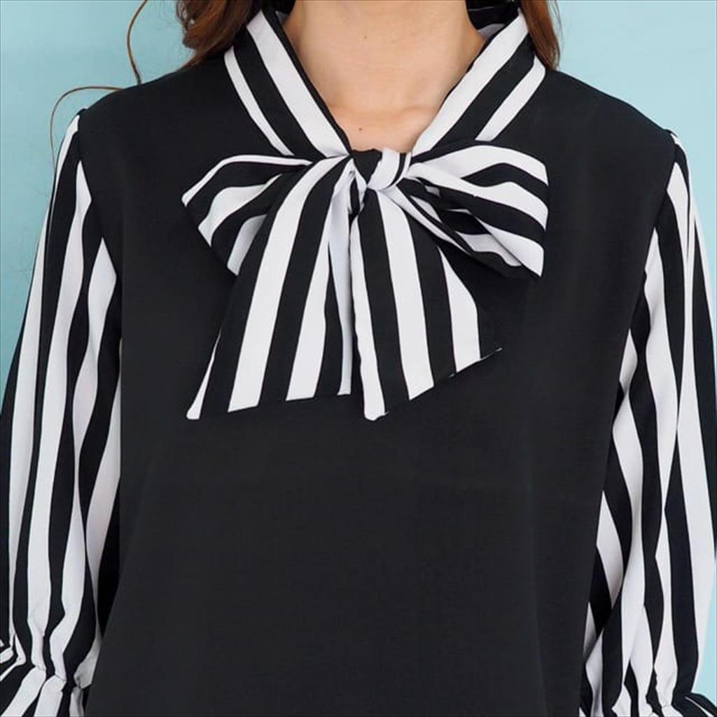 RILEY STRIPED DRESS BLACK