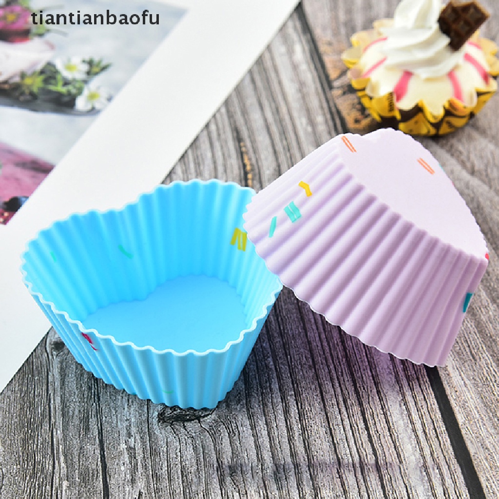 4 Pcs Cetakan Cupcake Muffin Bentuk Hati Bahan Silikon