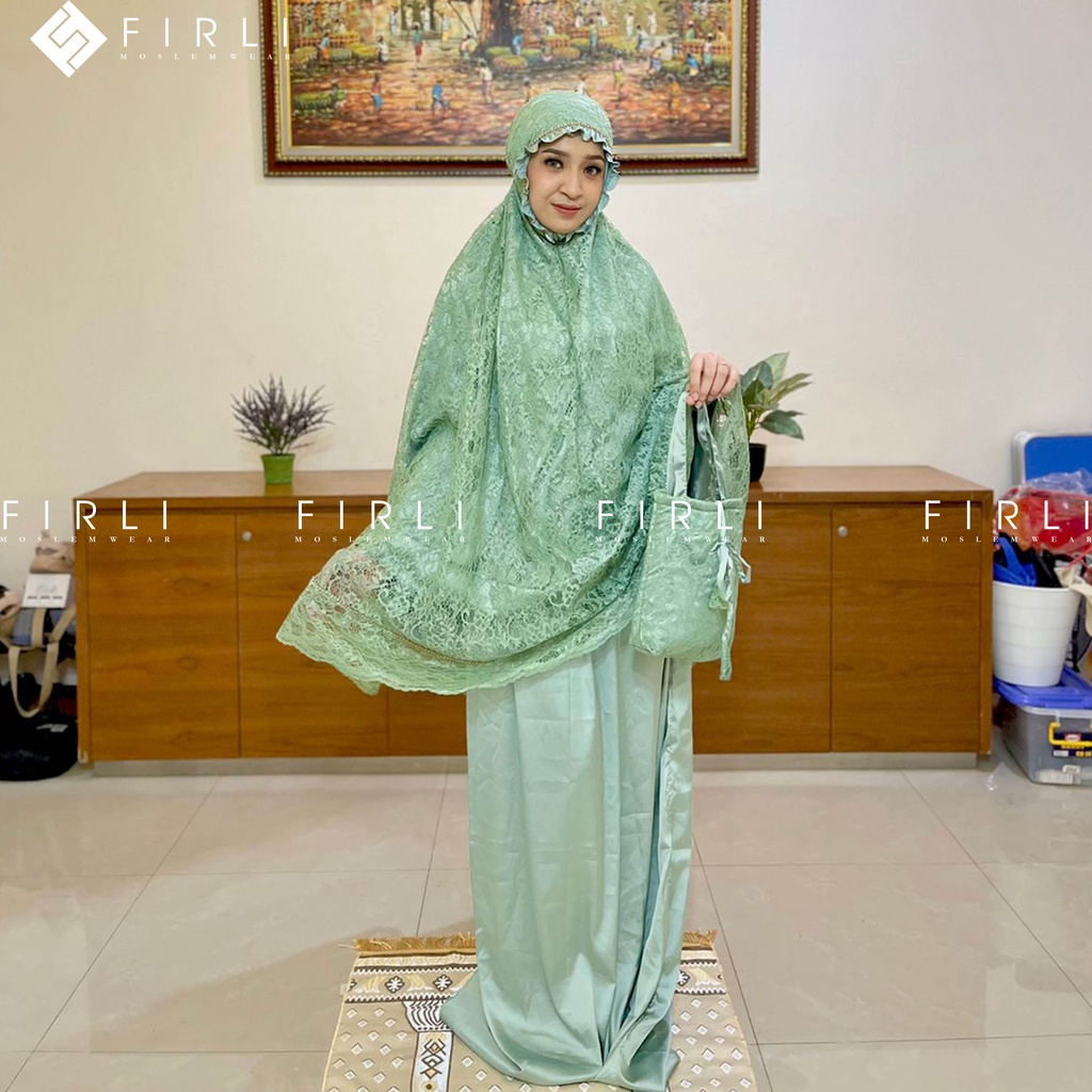 Mukena Brukat dua lapis armani silky Dewasa Jumbo Mukena Swarosky Armani Silky