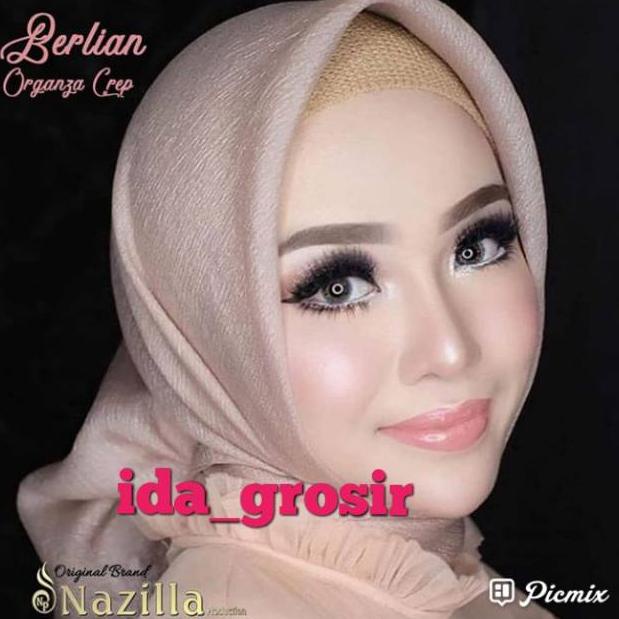 Murah Segi empat premium Organza crepe berlian hijab kondangan wisuda Merk Nazilla ORIGINAL penganti