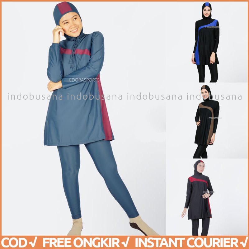 EDORA Baju Renang Muslim Wanita Dewasa ES FCM Model LOOSE FIT MUSLIMAH ORIGINAL