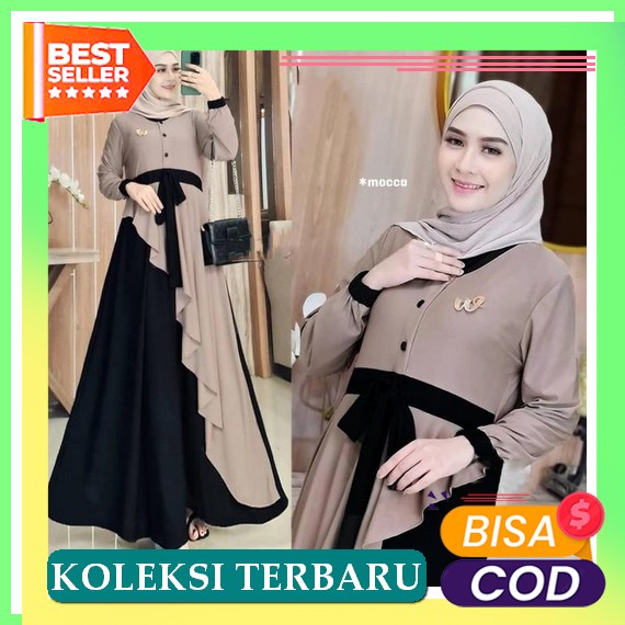 Wow Fashion Baju Pakaian Gamis Dres Dress Busana Syari Syar'I Lebaraan Pesta Kondangan Kerja Ibu Ham