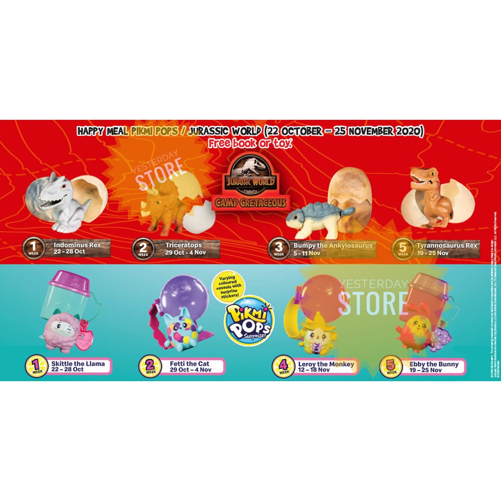 Happy Meal Mcd Jurassic World Pikmi Pops Surprise Toys